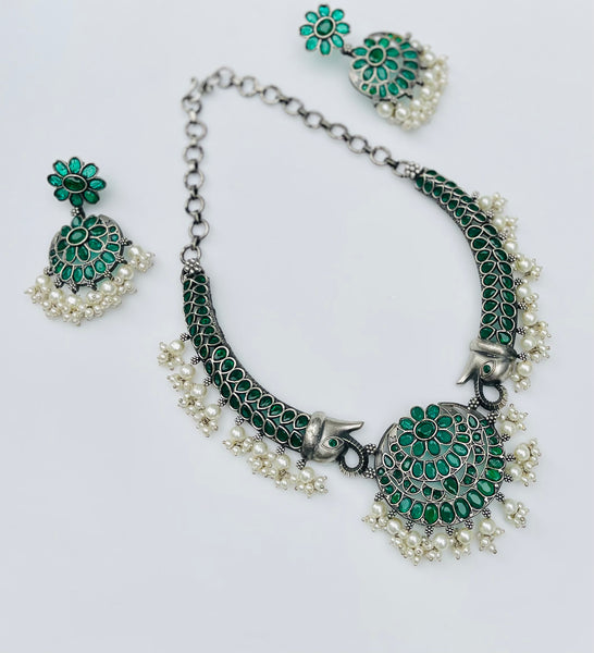 Grand elephant headed brass necklace set
