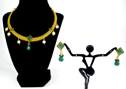 simple antique gold necklace set
