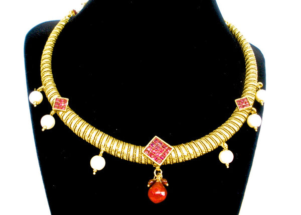 simple antique gold necklace set