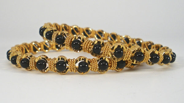 large beaded bangle pair