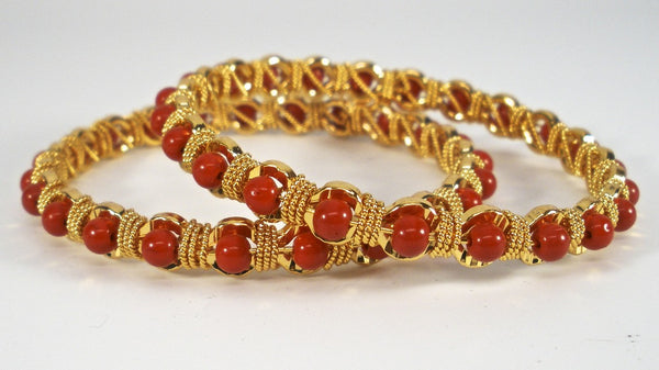 large beaded bangle pair