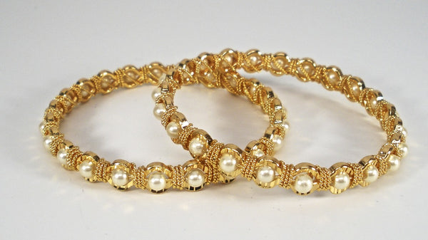 large beaded bangle pair