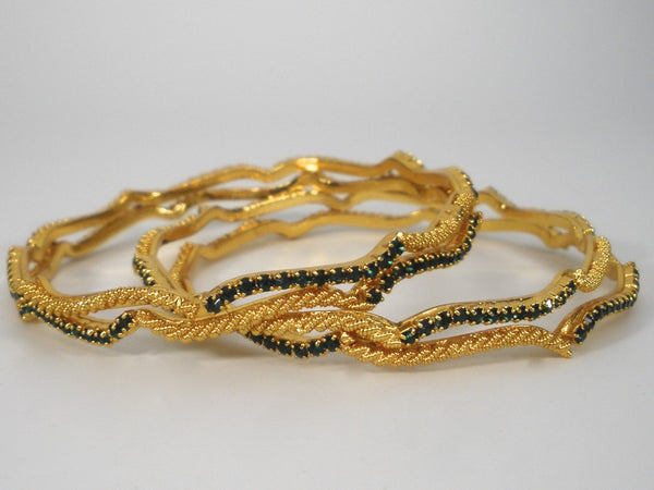 wavy bangles with colored stones