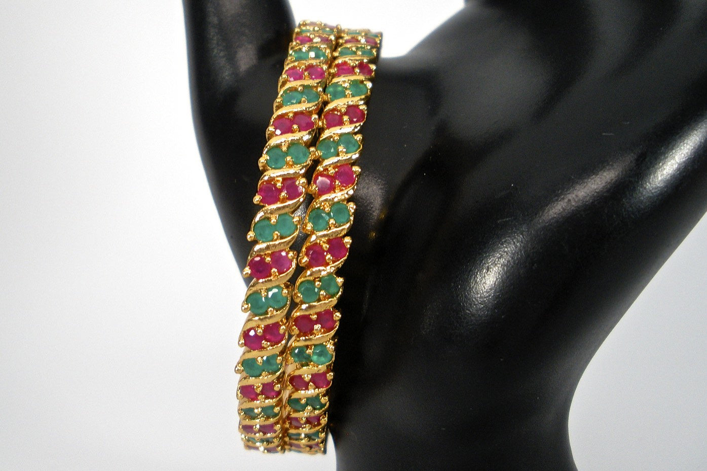 traditional emerald and ruby bangles