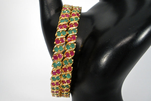 traditional emerald and ruby bangles