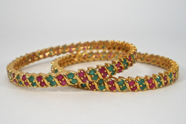 traditional emerald and ruby bangles