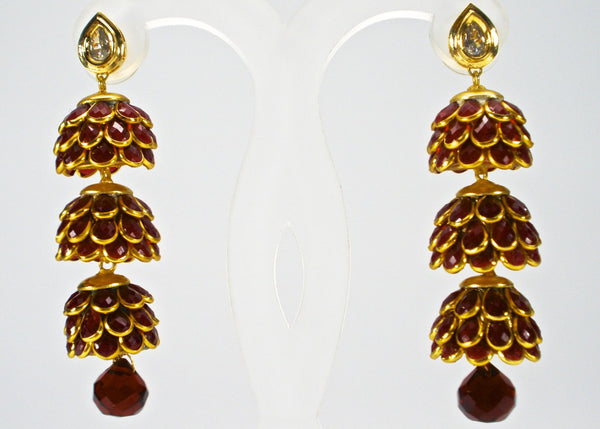 3 tier pachi jhumkas