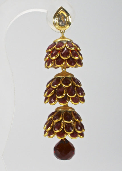 3 tier pachi jhumkas