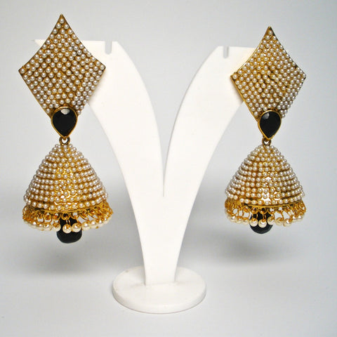 unique moti studded jhumkas