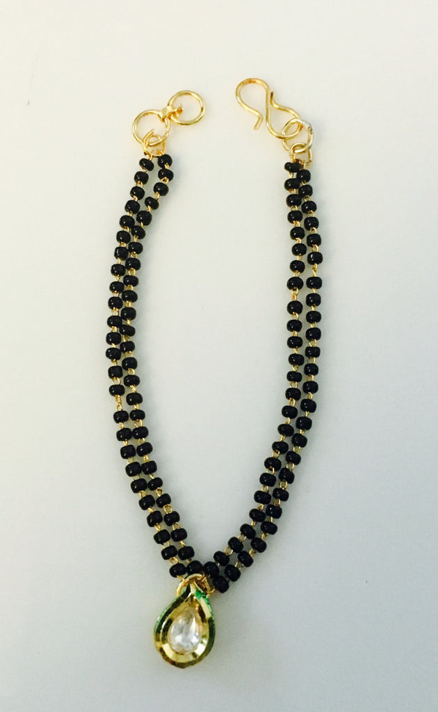 Mahi Dual Chain 'P' Alphabet Initial Mangalsutra Bracelet with Beads a
