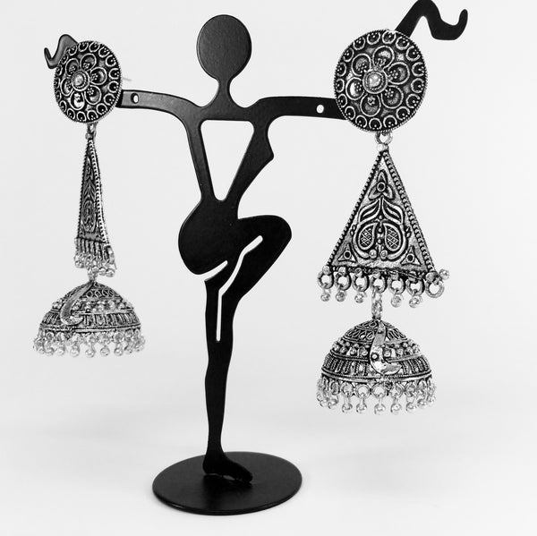 oxidized german silver tribal earrings