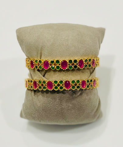 Ruby and Emerald bangle pair