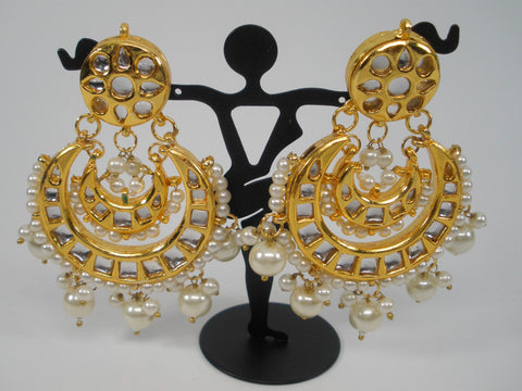 Bollywood style kundan chandbali earrings