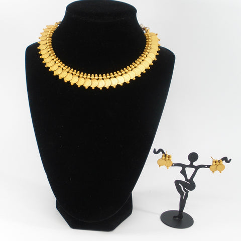 Yellow matte finish traditional coin necklace set for kids