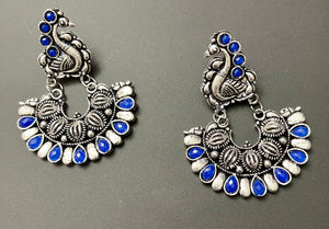 Oxidized peacock earrings