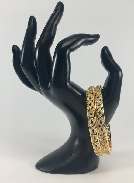 white stone bangle pair