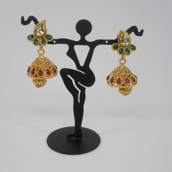 gold finish necklace set with kemp like stones