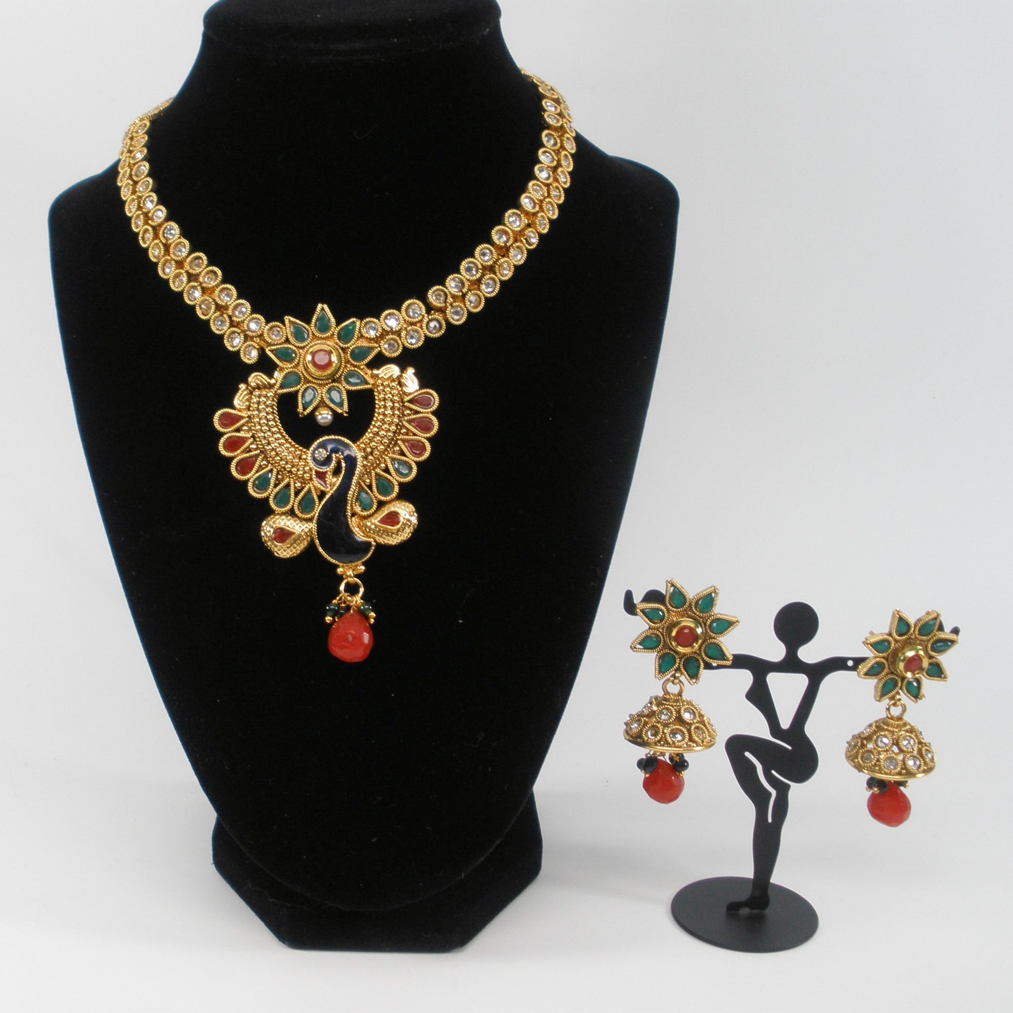 peacock necklace set