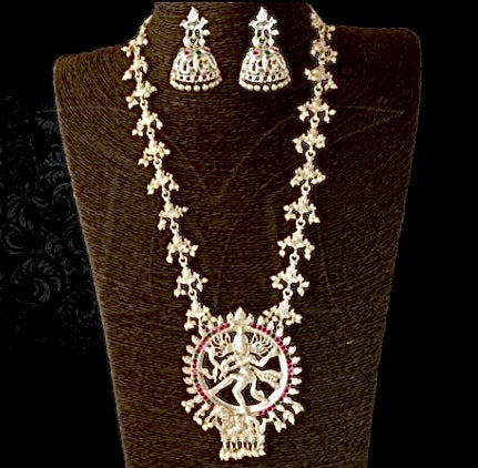 White metal nataraja pendant set