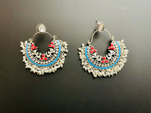 Statement chandbalis in silver finish
