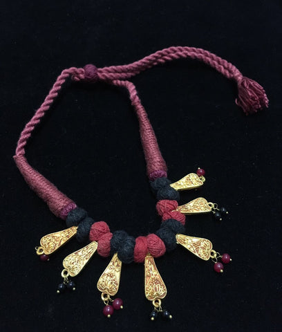 simple geru necklace multi color ethnic thread