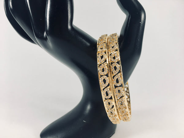 white stone bangle pair