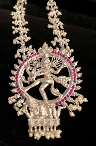 White metal nataraja pendant set